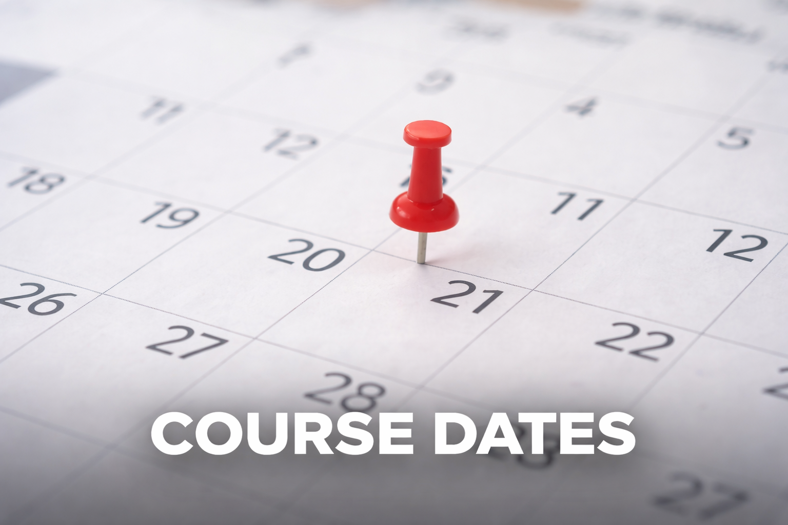 Course dates marked on calendar