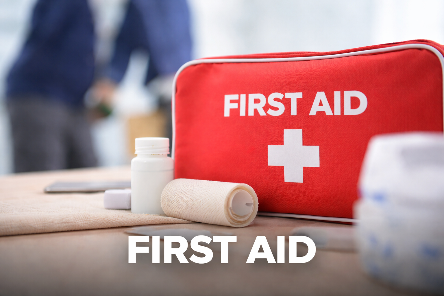 First aid kit and supplies setup